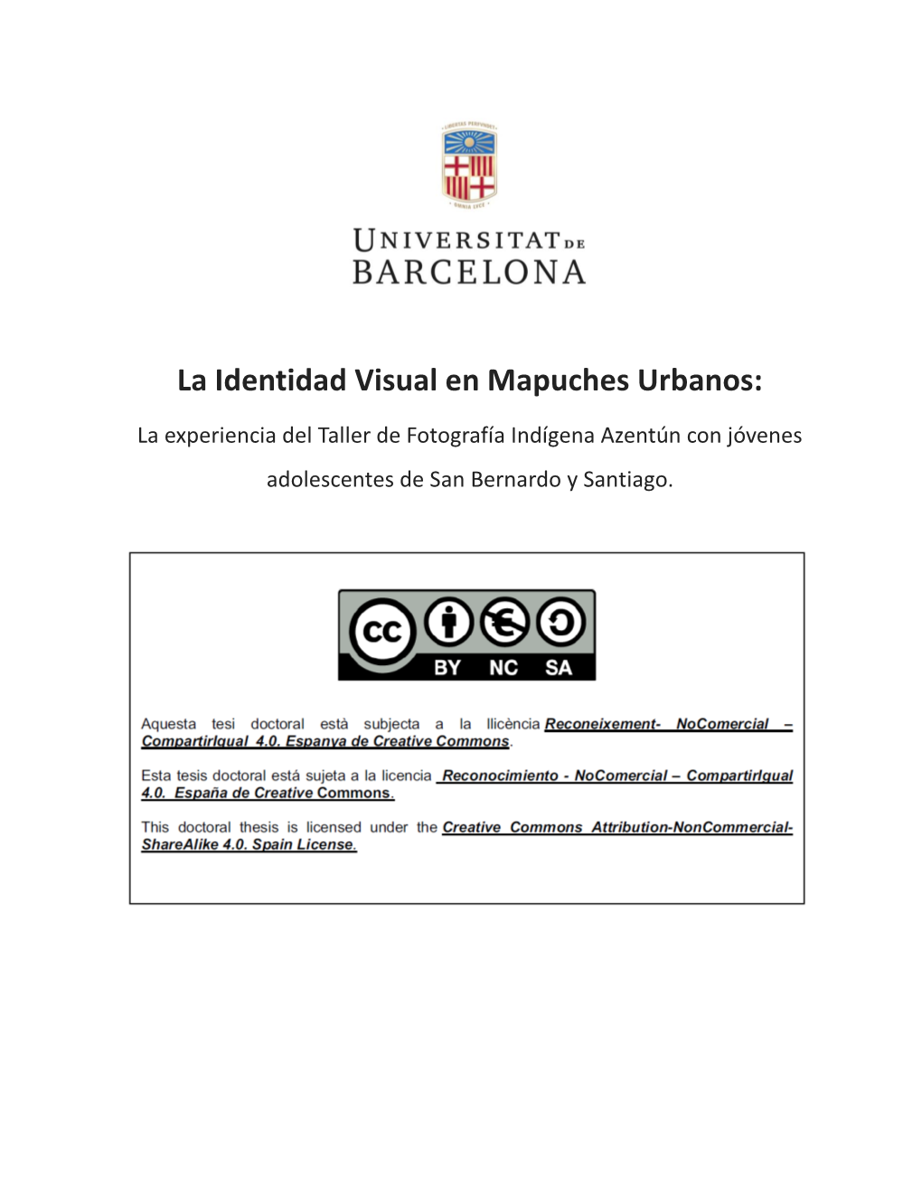 La Identidad Visual En Mapuches Urbanos