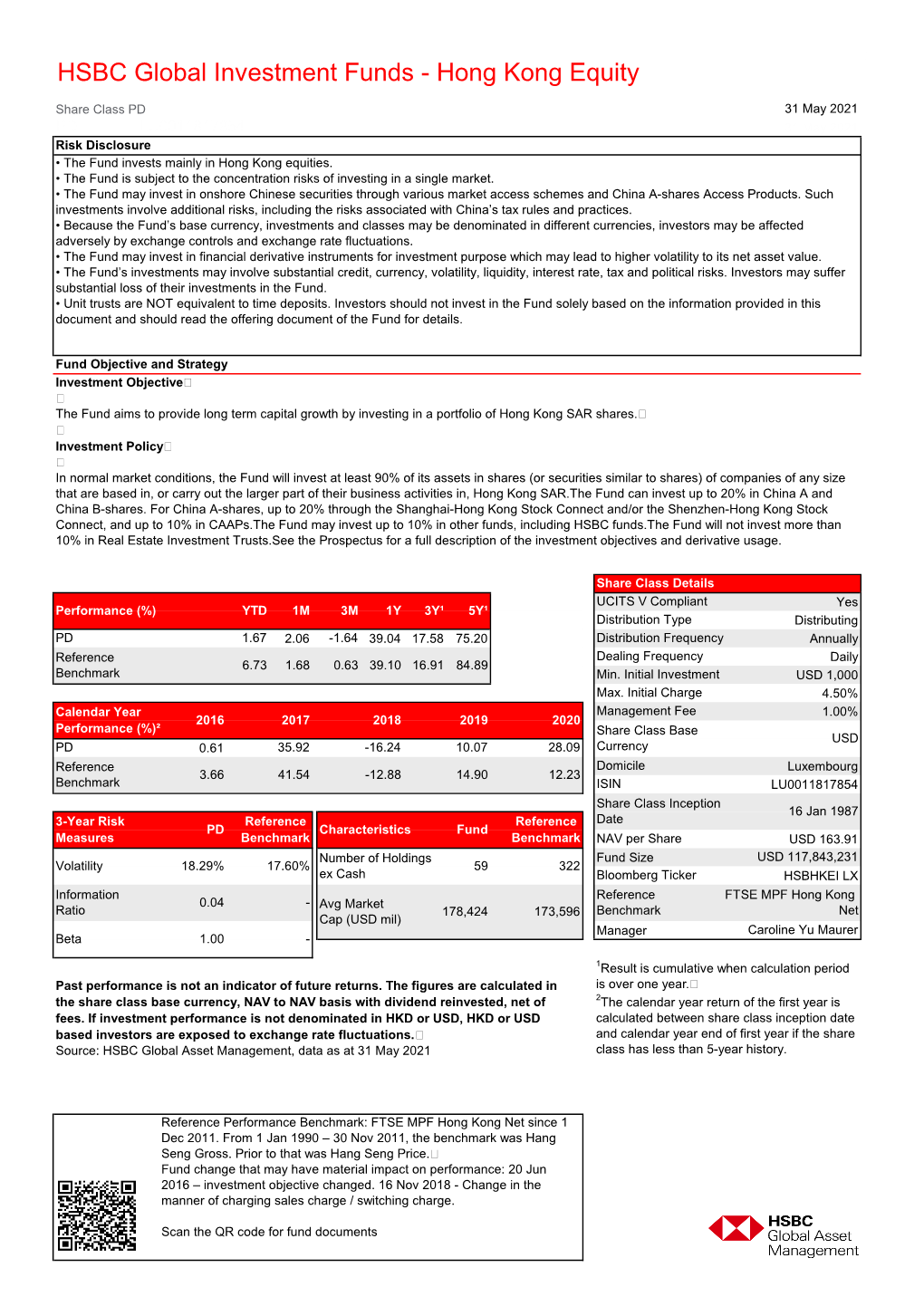 HSBC Global Investment Funds - Hong Kong Equity