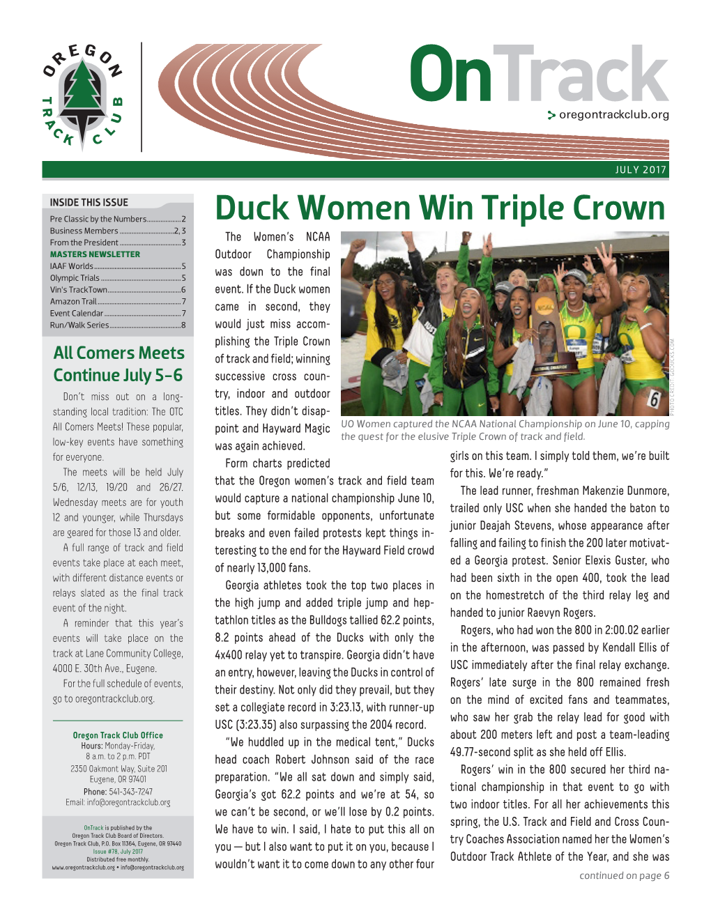 Duck Women Win Triple Crown Business Members