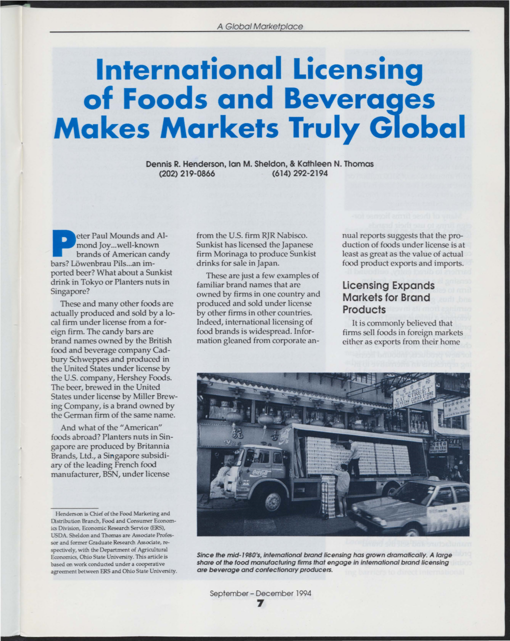 International Licensing of Foods and Beverages Makes Markets Truly Global