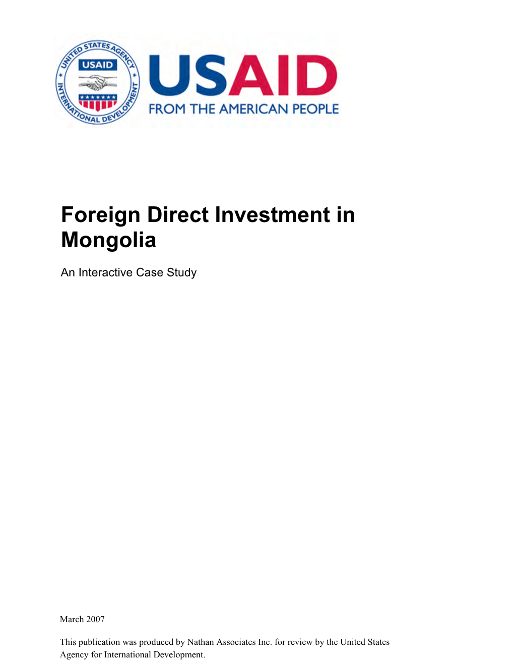 Foreign Direct Investment in Mongolia