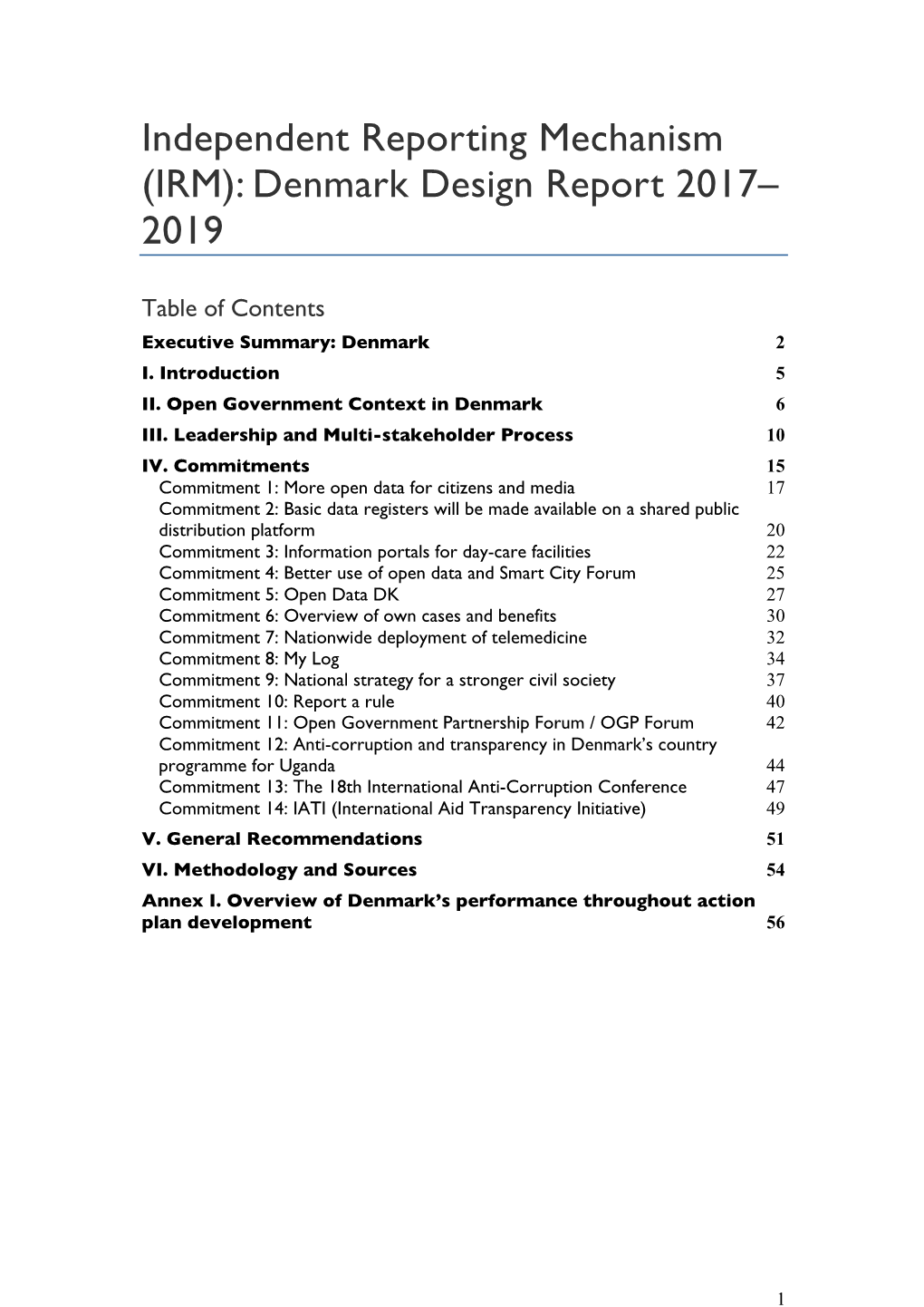 (IRM): Denmark Design Report 2017– 2019