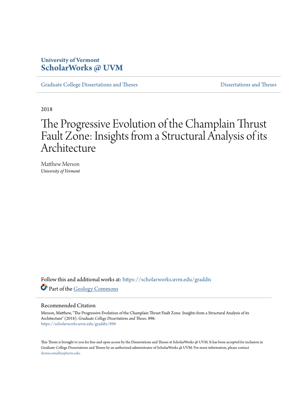 The Progressive Evolution of the Champlain Thrust Fault Zone: Insights from a Structural Analysis of Its Architecture