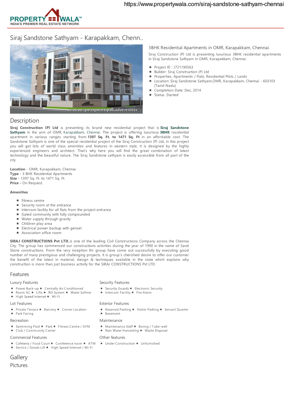 Siraj Sandstone Sathyam - Karapakkam, Chenn… 3BHK Residential Apartments in OMR, Karapakkam, Chennai