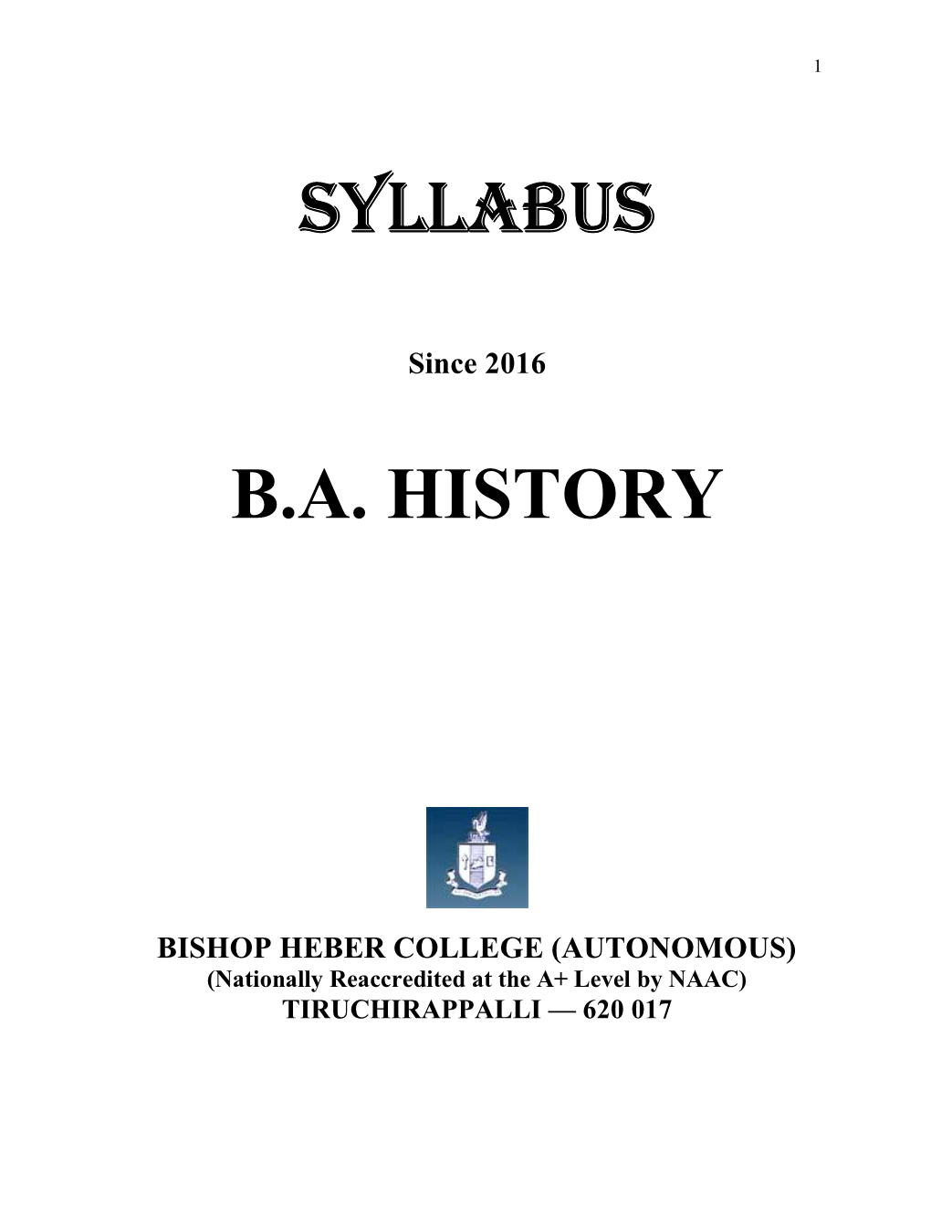 Syllabus B.A. HISTORY