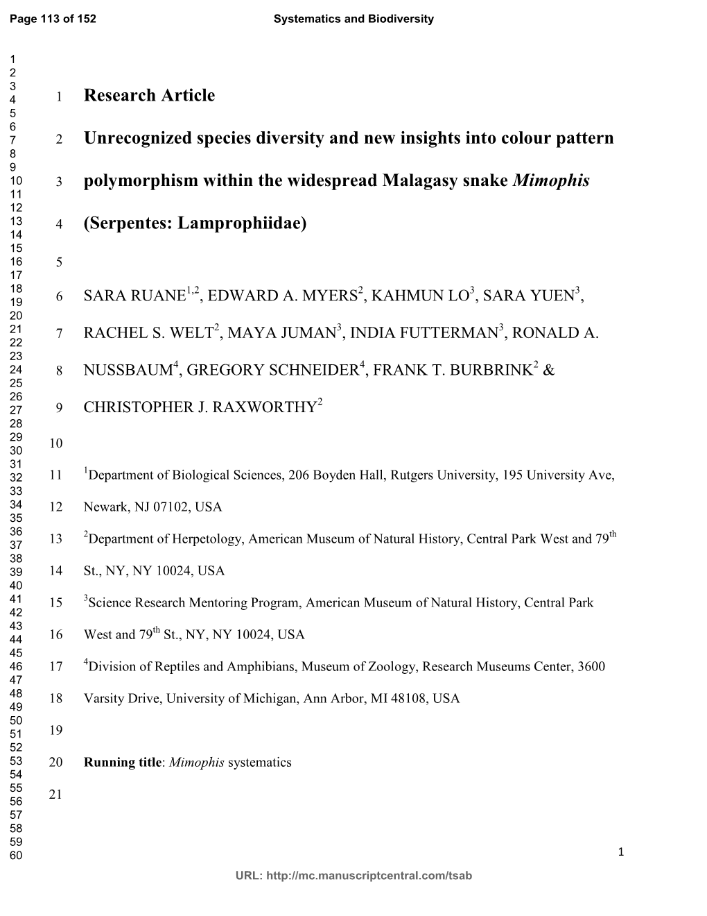 Research Article Unrecognized Species Diversity and New Insights Into Colour Pattern Polymorphism Within the Widespread Malagasy