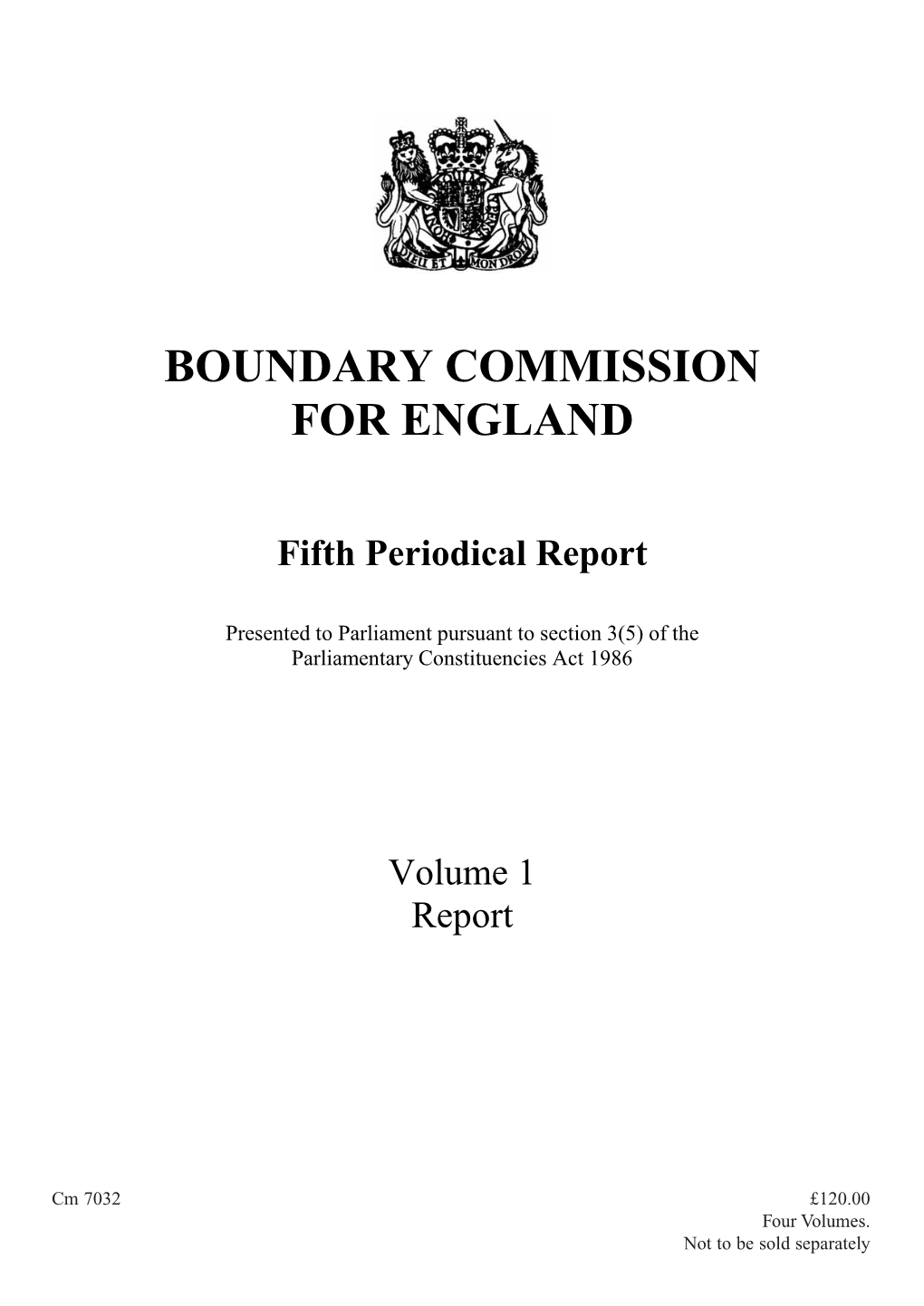 Boundary Commission for England Fifth Periodical Report Cm 7032