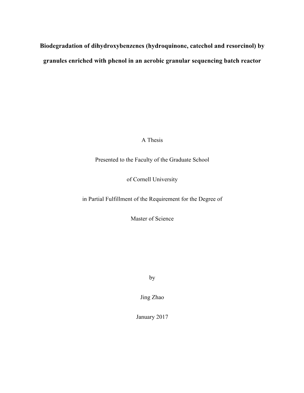 Biodegradation of Dihydroxybenzenes (Hydroquinone, Catechol and Resorcinol) By