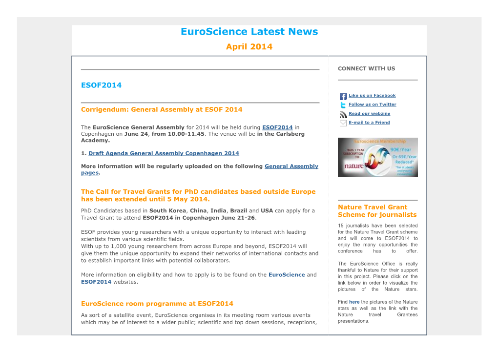 Euroscience Latest News April 2014