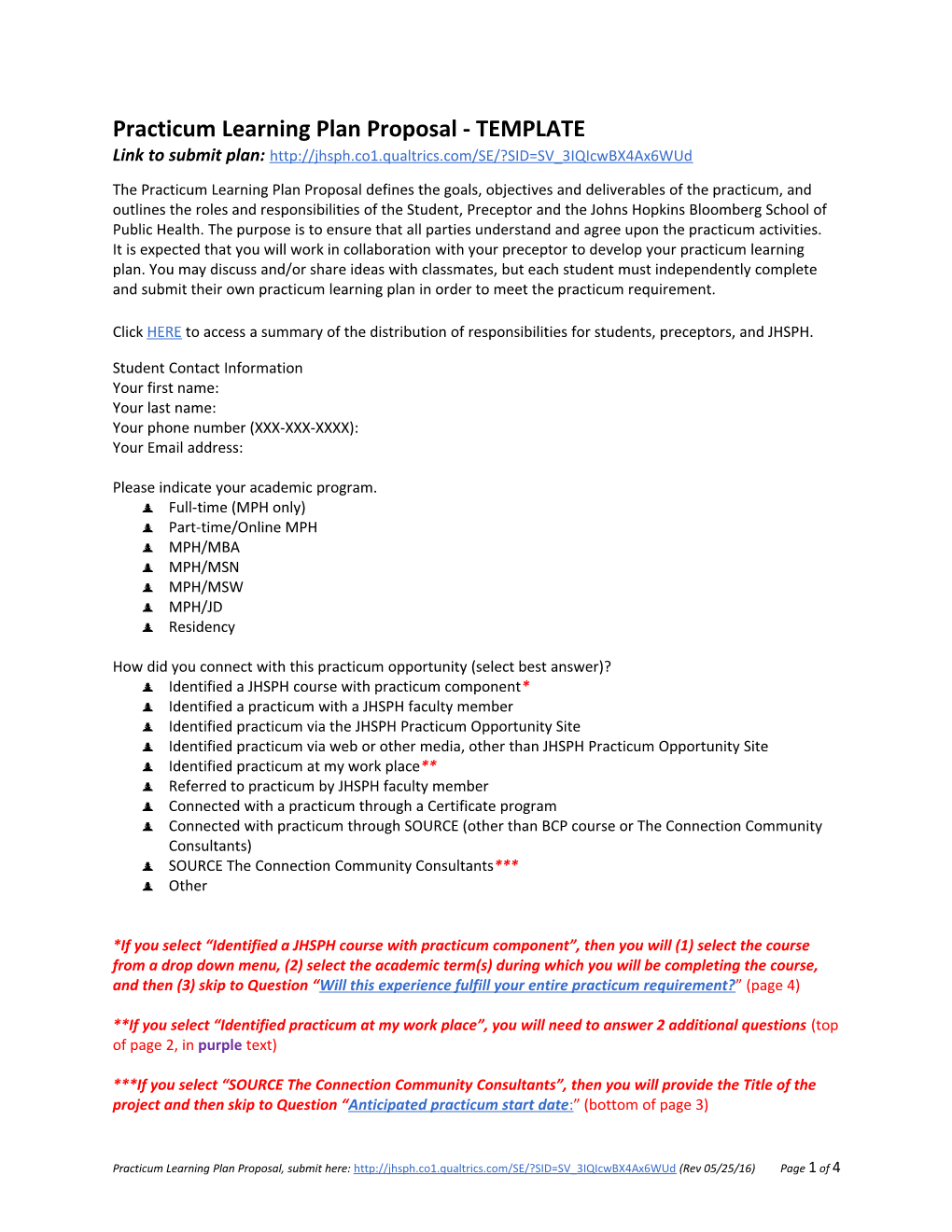 Practicum Learning Plan Proposal - TEMPLATE