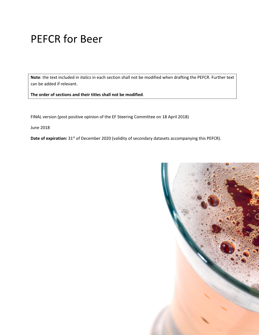 PEFCR for Beer