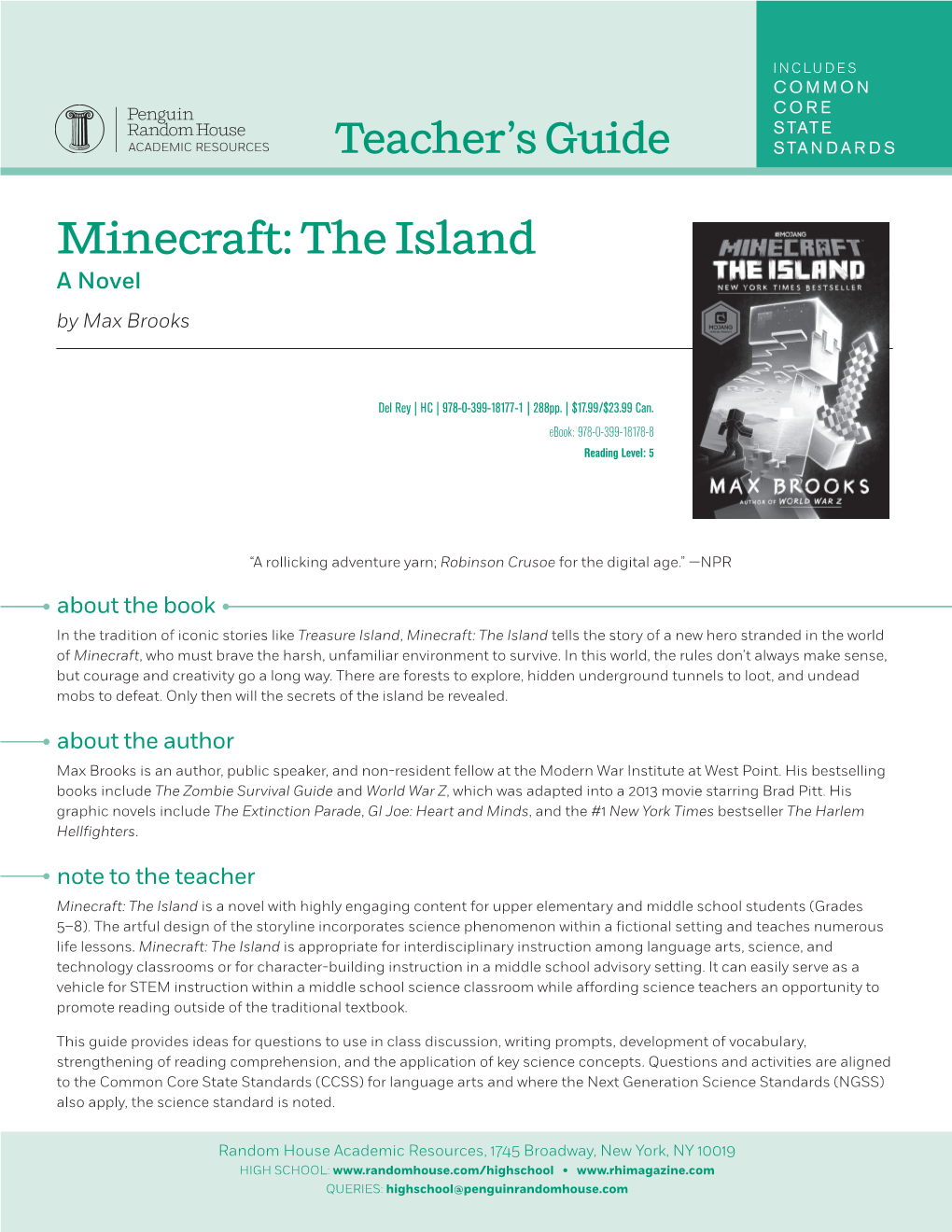 Minecraft: the Island a Novel by Max Brooks