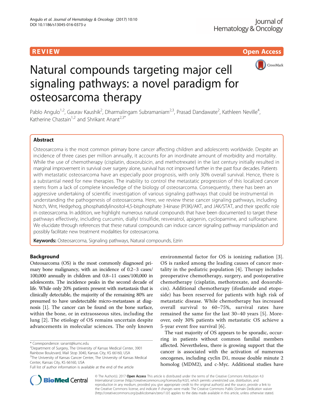 Natural Compounds Targeting Major Cell Signaling Pathways