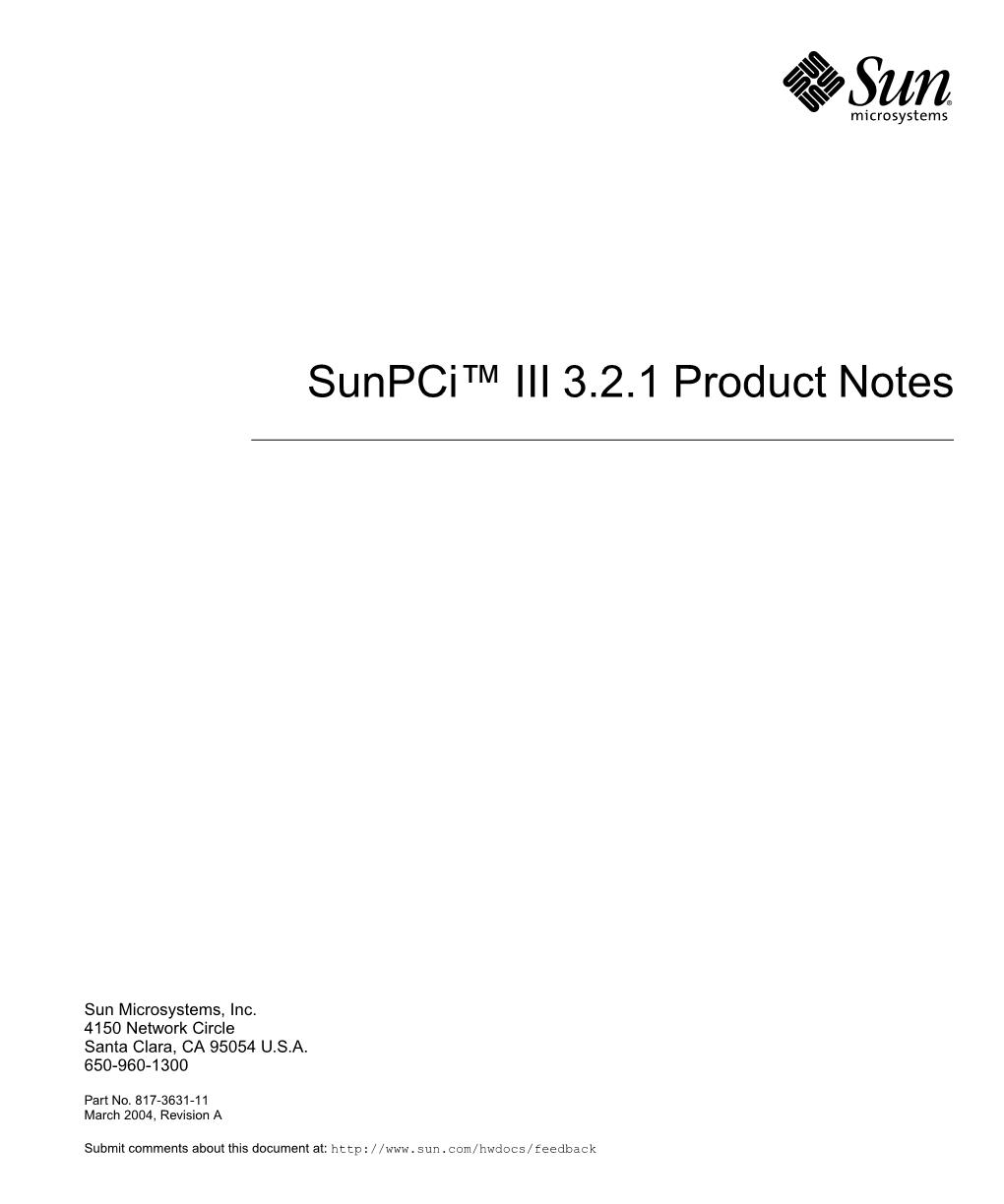 Sunpci III 3.2.1 Product Notes