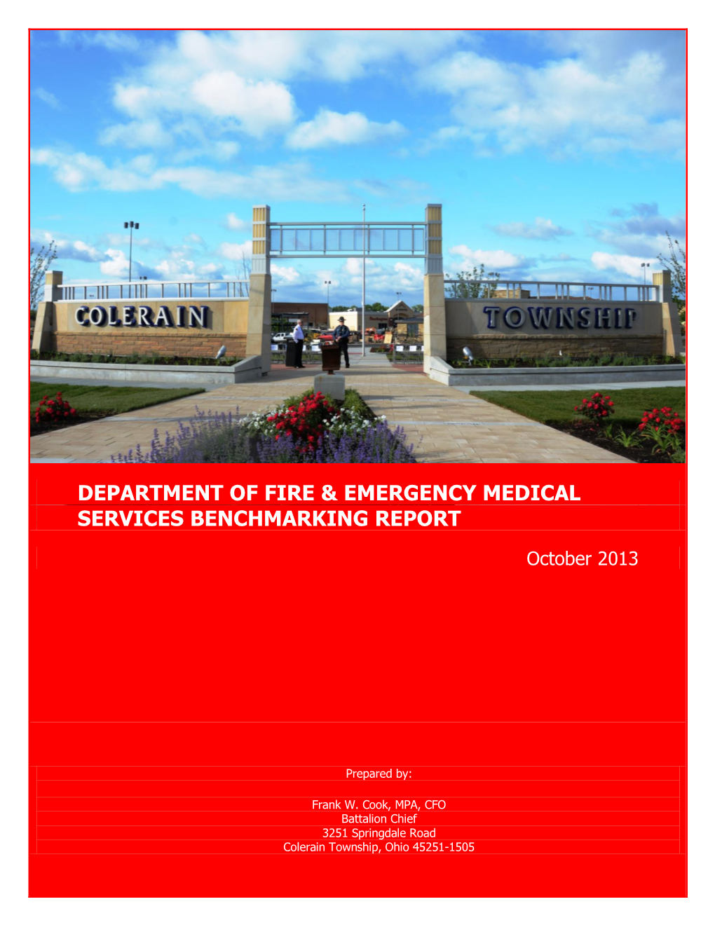 Colerain Twp Dept of Fire Ems Benchmarking Report