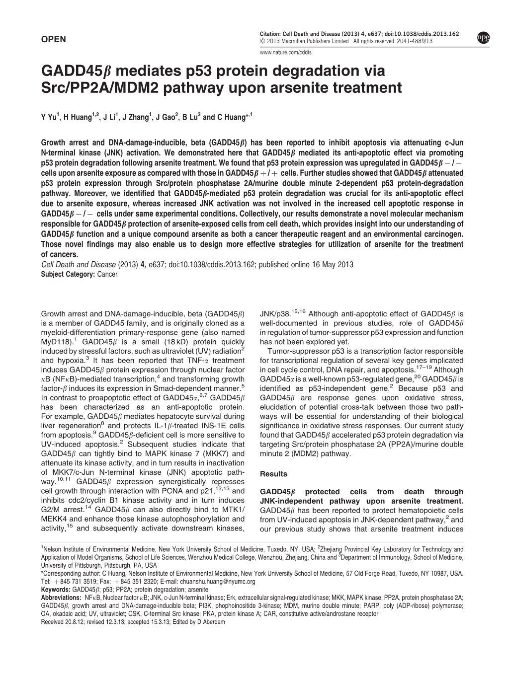 Mediates P53 Protein Degradation Via Src&Sol;PP2A&Sol