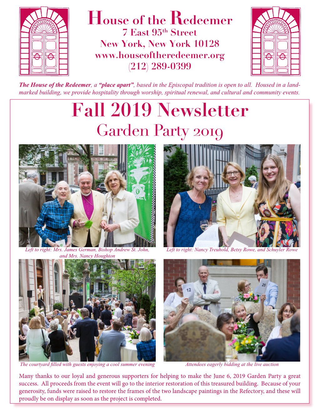 Fall 2019 Newsletter Garden Party 2019