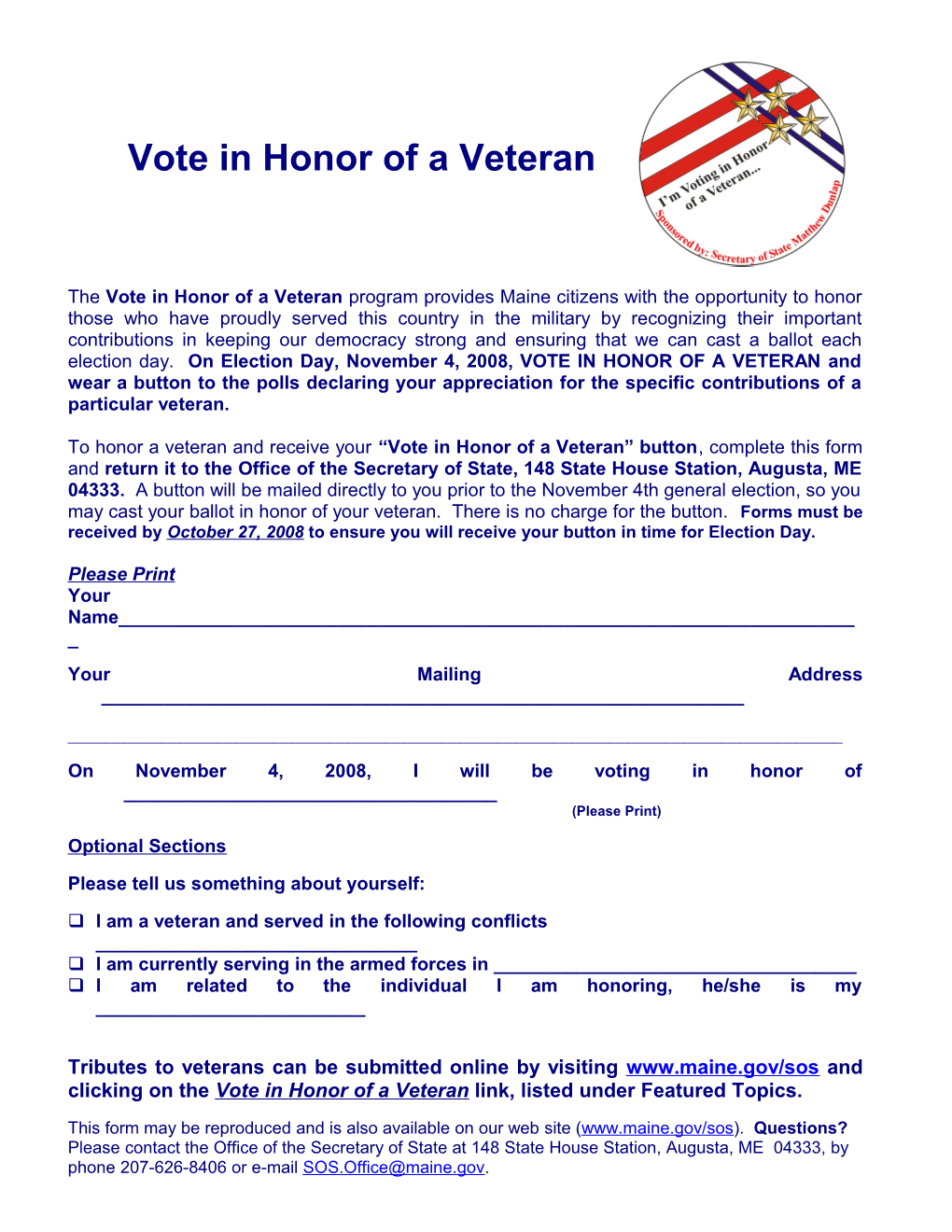 Vote in Honor of a Veteran