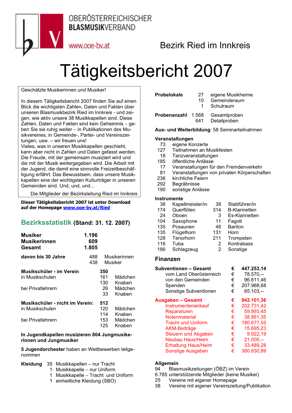 Tätigkeitsbericht 2007