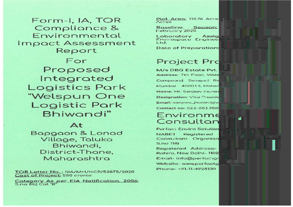 Proposed Integrated Logistics Park 