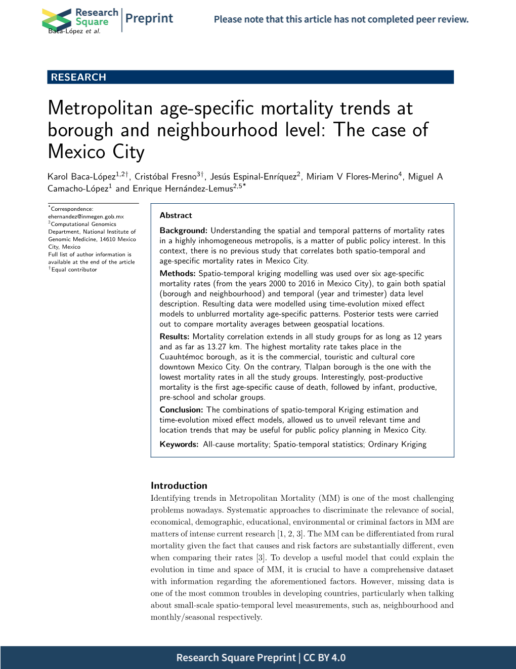 Metropolitan Age-Specific Mortality Trends At