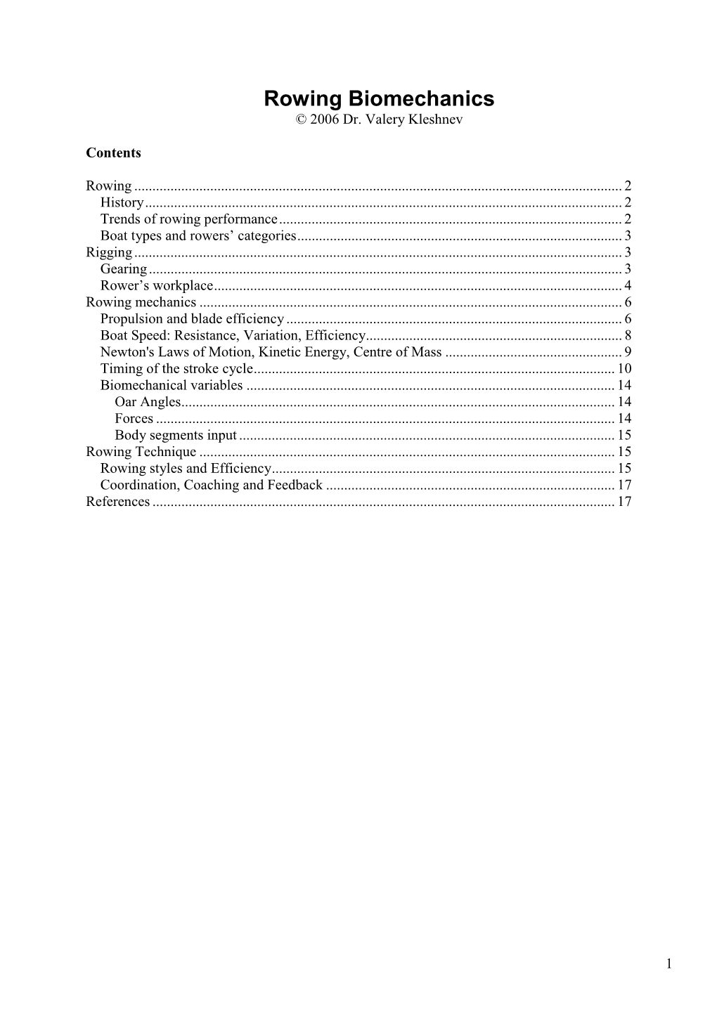 Rowing Biomechanics © 2006 Dr