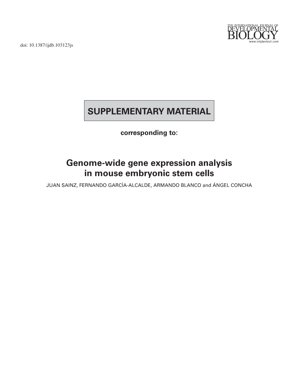 SUPPLEMENTARY MATERIAL Genome-Wide Gene Expression