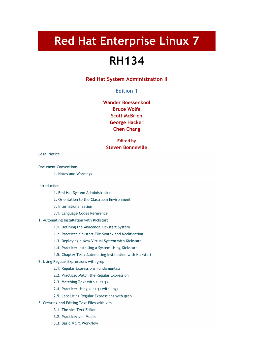 Red Hat Enterprise Linux 7 RH134