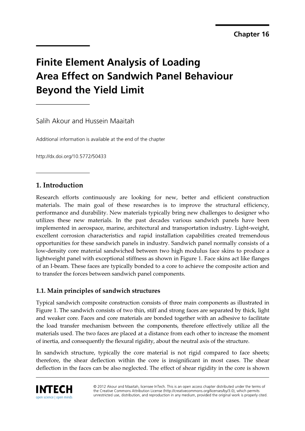 Finite Element Analysis of Loading Area Effect on Sandwich Panel Behaviour Beyond the Yield Limit