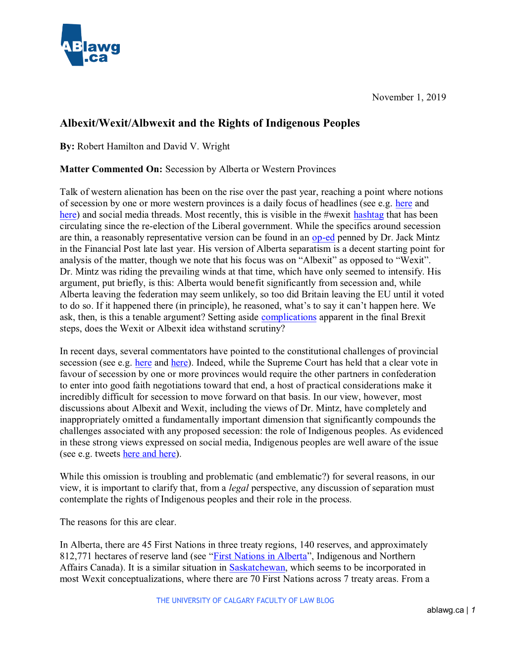 Albexit/Wexit/Albwexit and the Rights of Indigenous Peoples