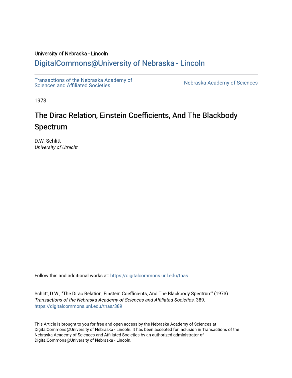 The Dirac Relation, Einstein Coefficients, and the Blackbody Spectrum