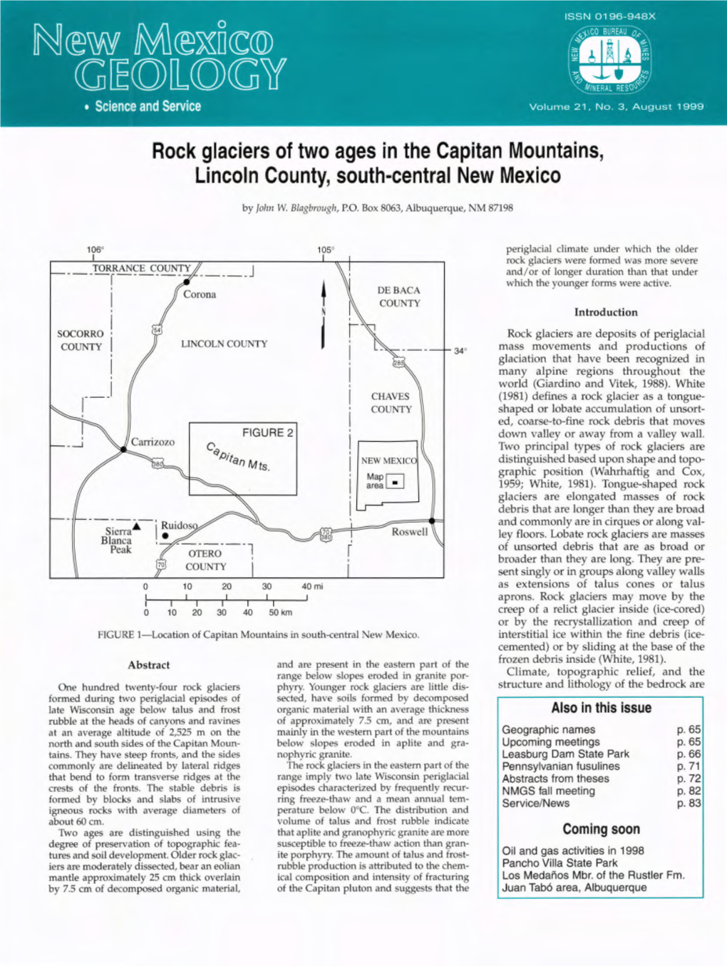 Rock Glaciers of Two Ages in the Capitan Mountains, Lincoln County