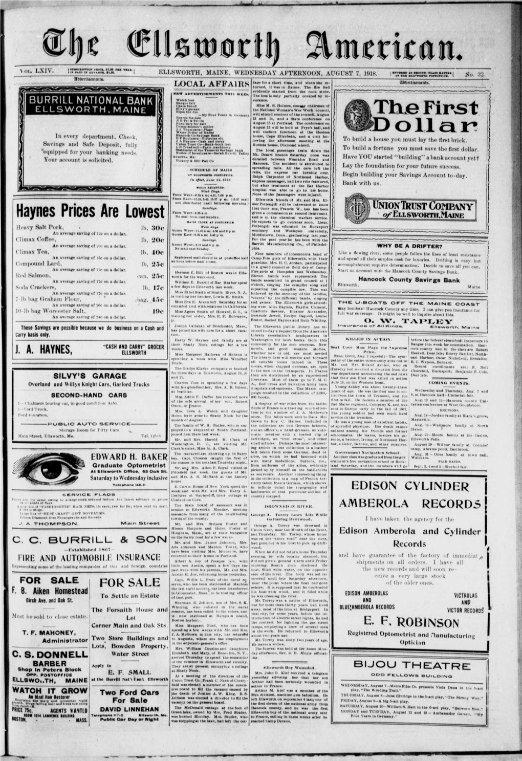 Ellsworth American : August 7, 1918