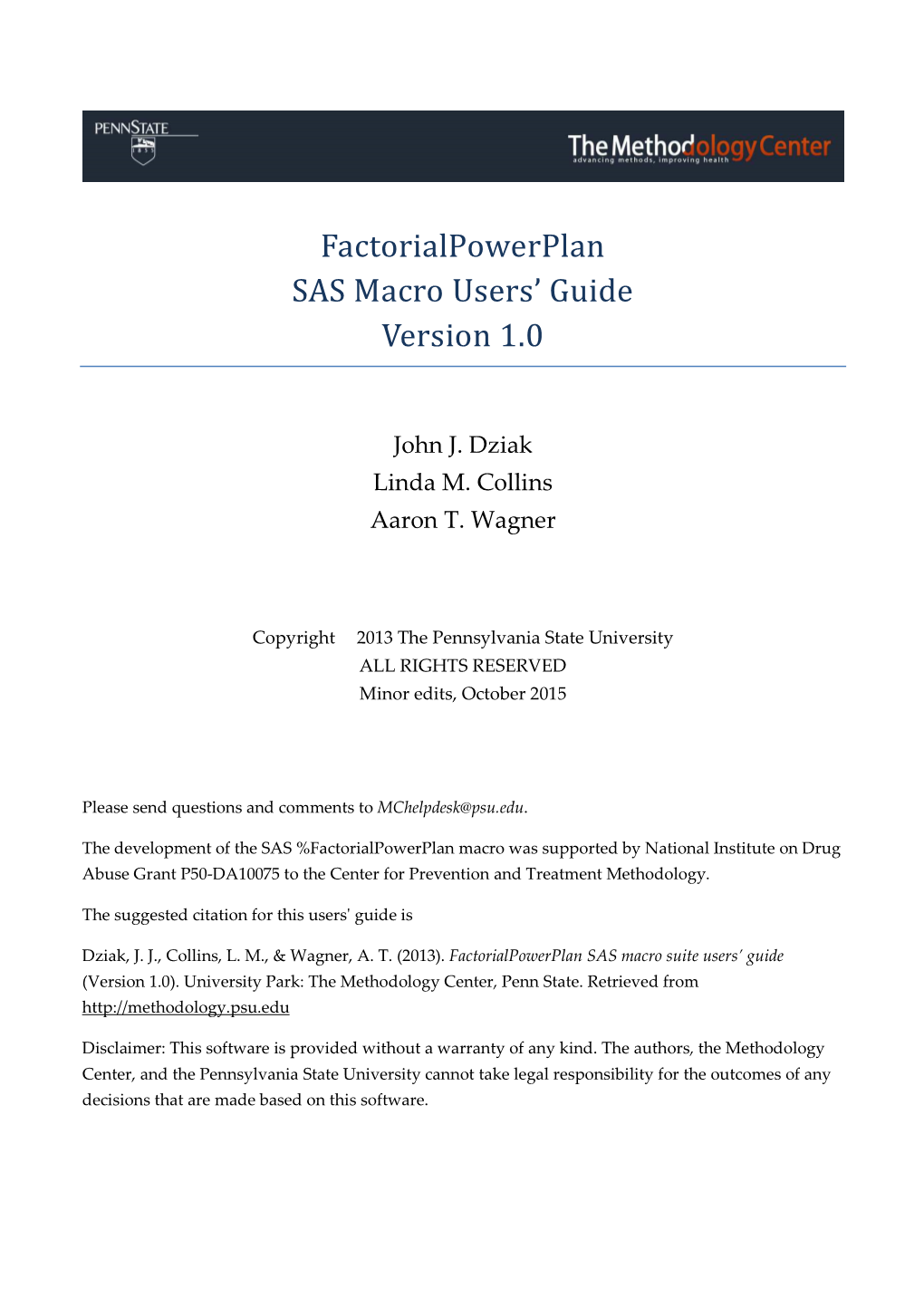 Factorial Power Plan Macro Users' Guide