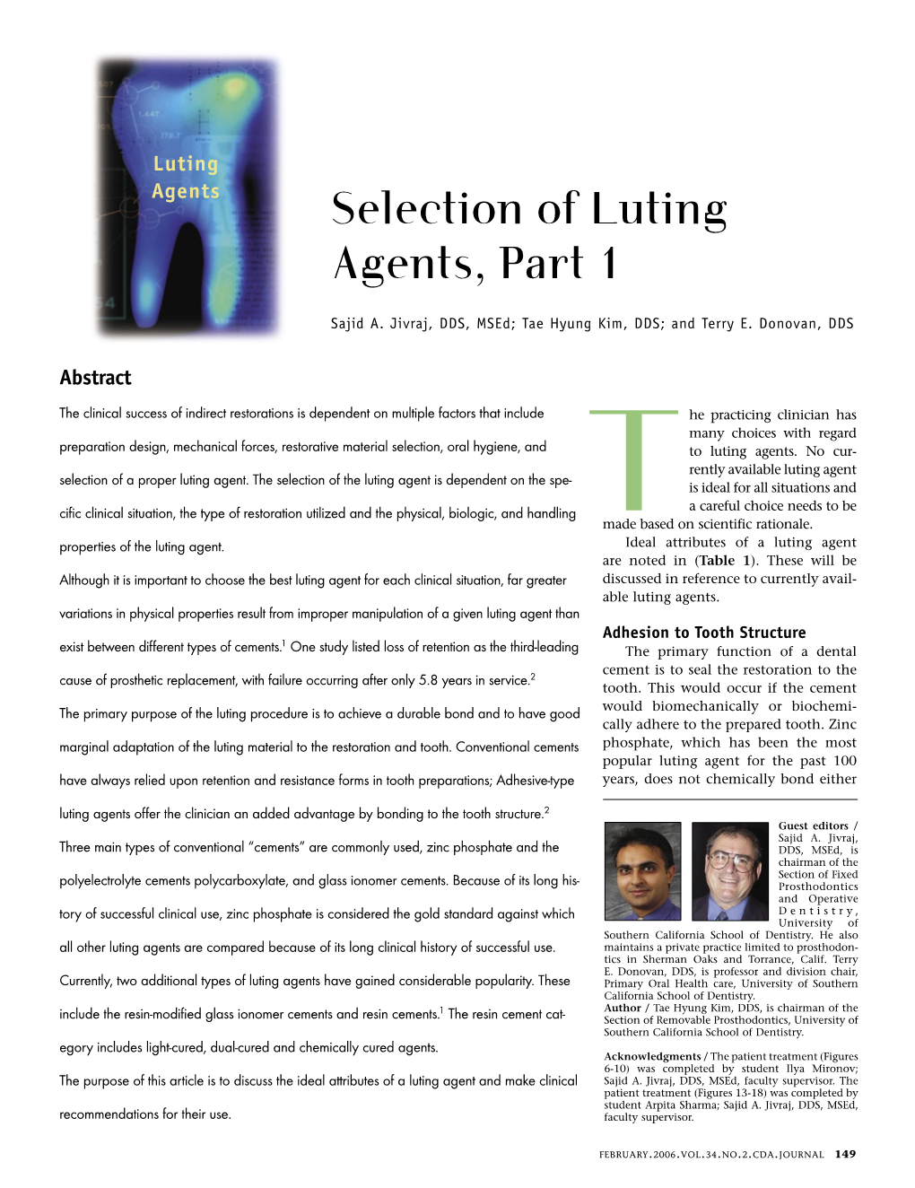 Selection of Luting Agents, Part 1