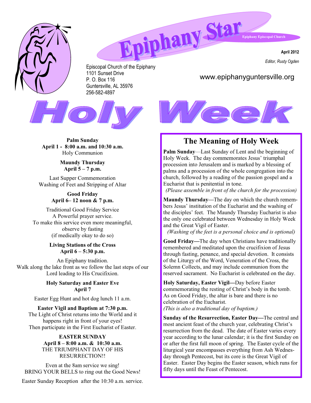 The Meaning of Holy Week April 1 - 8:00 A.M