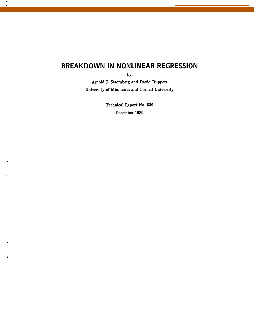 BREAKDOWN in NONLINEAR REGRESSION by Arnold J