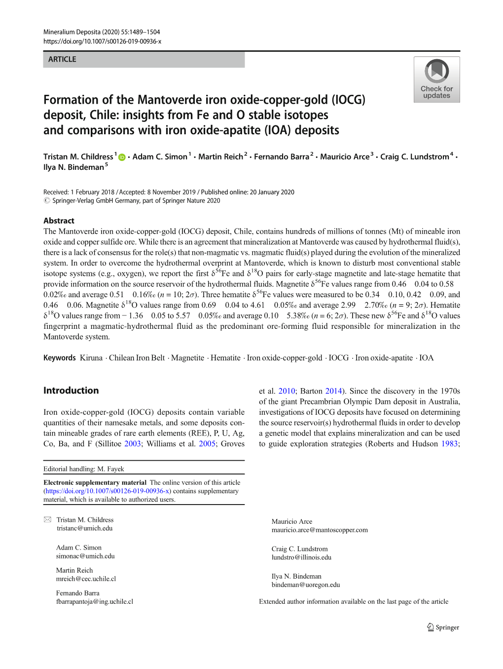 Formation of the Mantoverde Iron Oxide-Copper-Gold (IOCG)