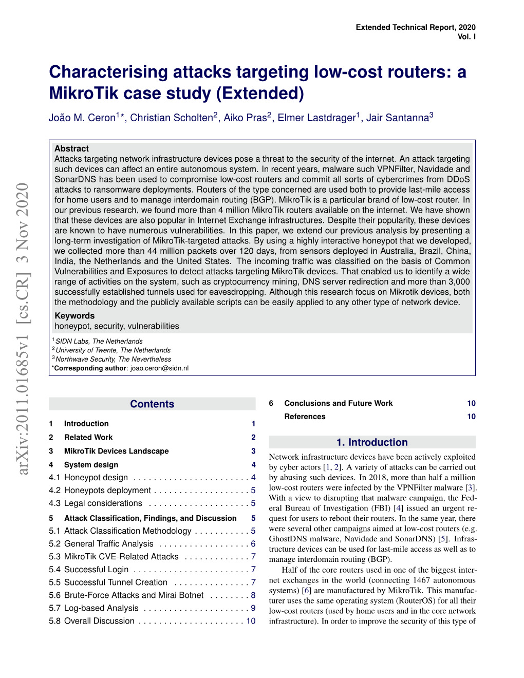 Characterising Attacks Targeting Low-Cost Routers: a Mikrotik Case Study (Extended)