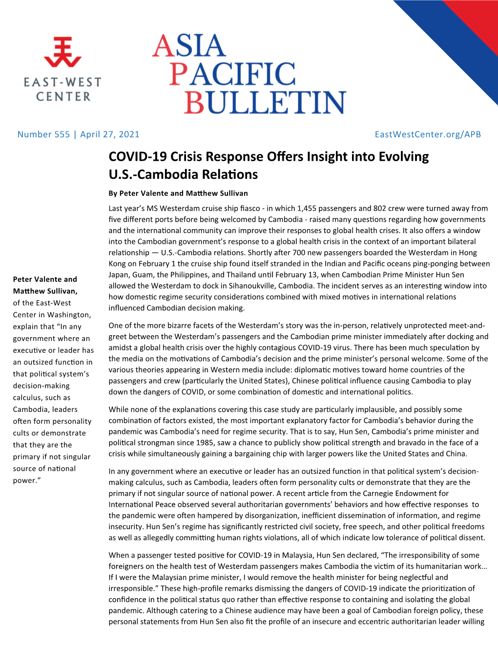 COVID‐19 Crisis Response Offers Insight Into Evolving U.S