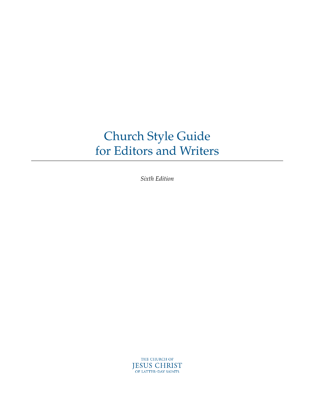 Church Style Guide for Editors and Writers