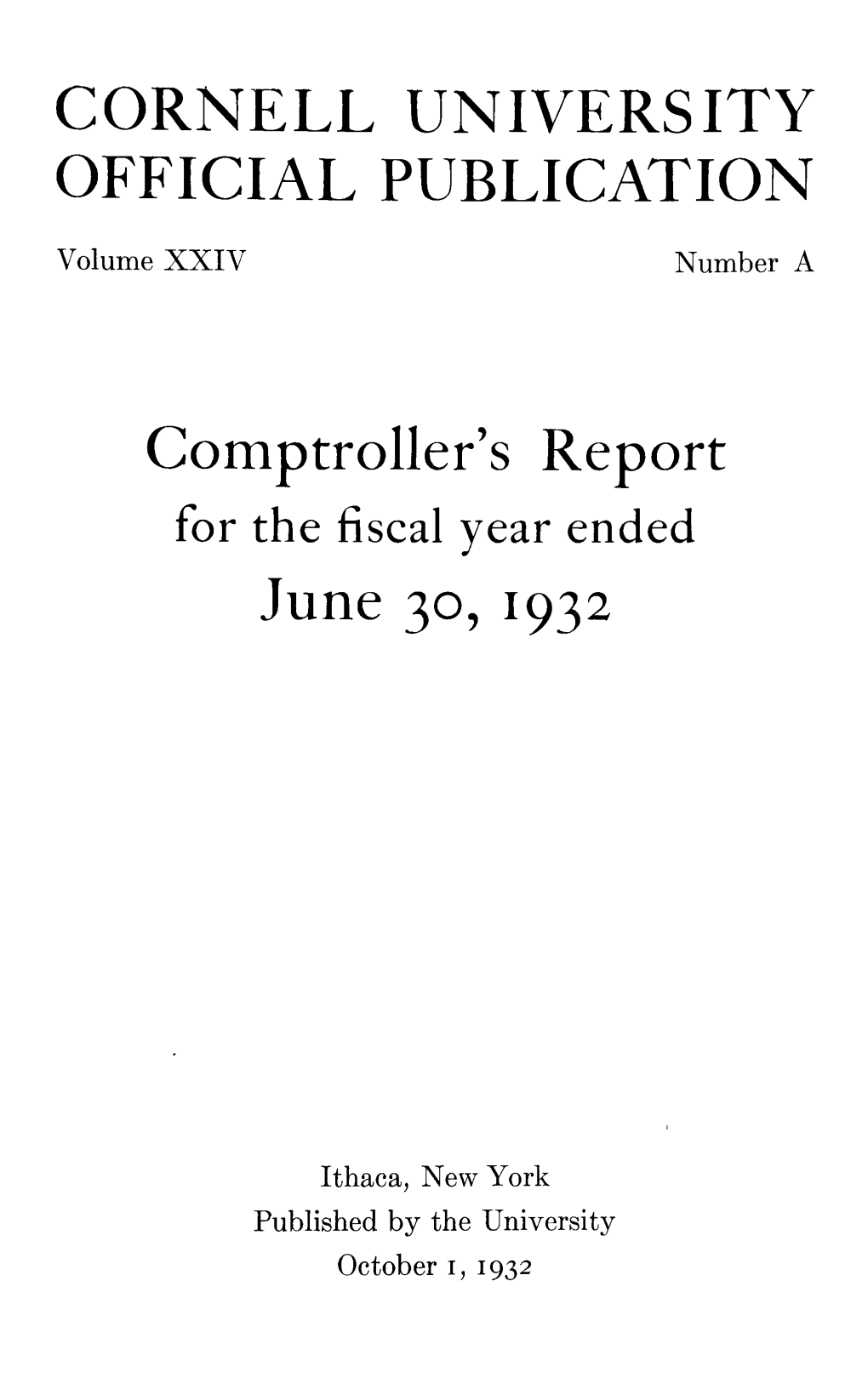 Comptroller's Report