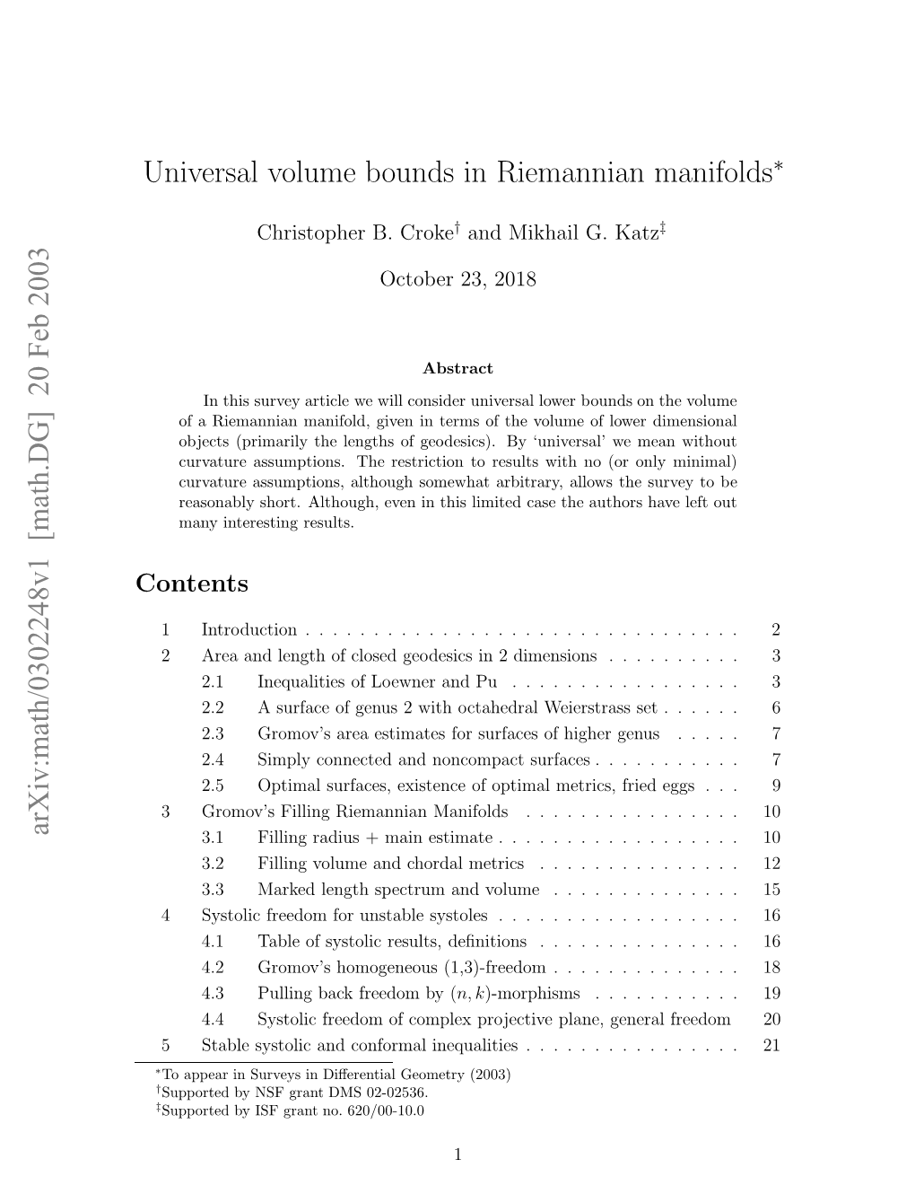 Universal Volume Bounds in Riemannian Manifolds