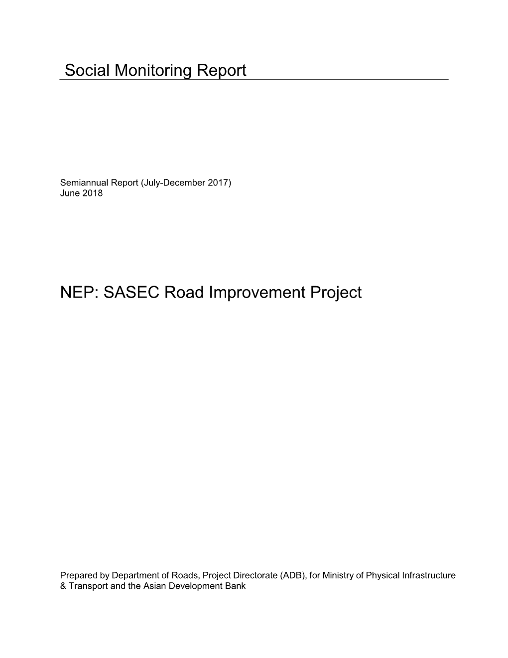 Social Monitoring Report NEP: SASEC Road Improvement Project