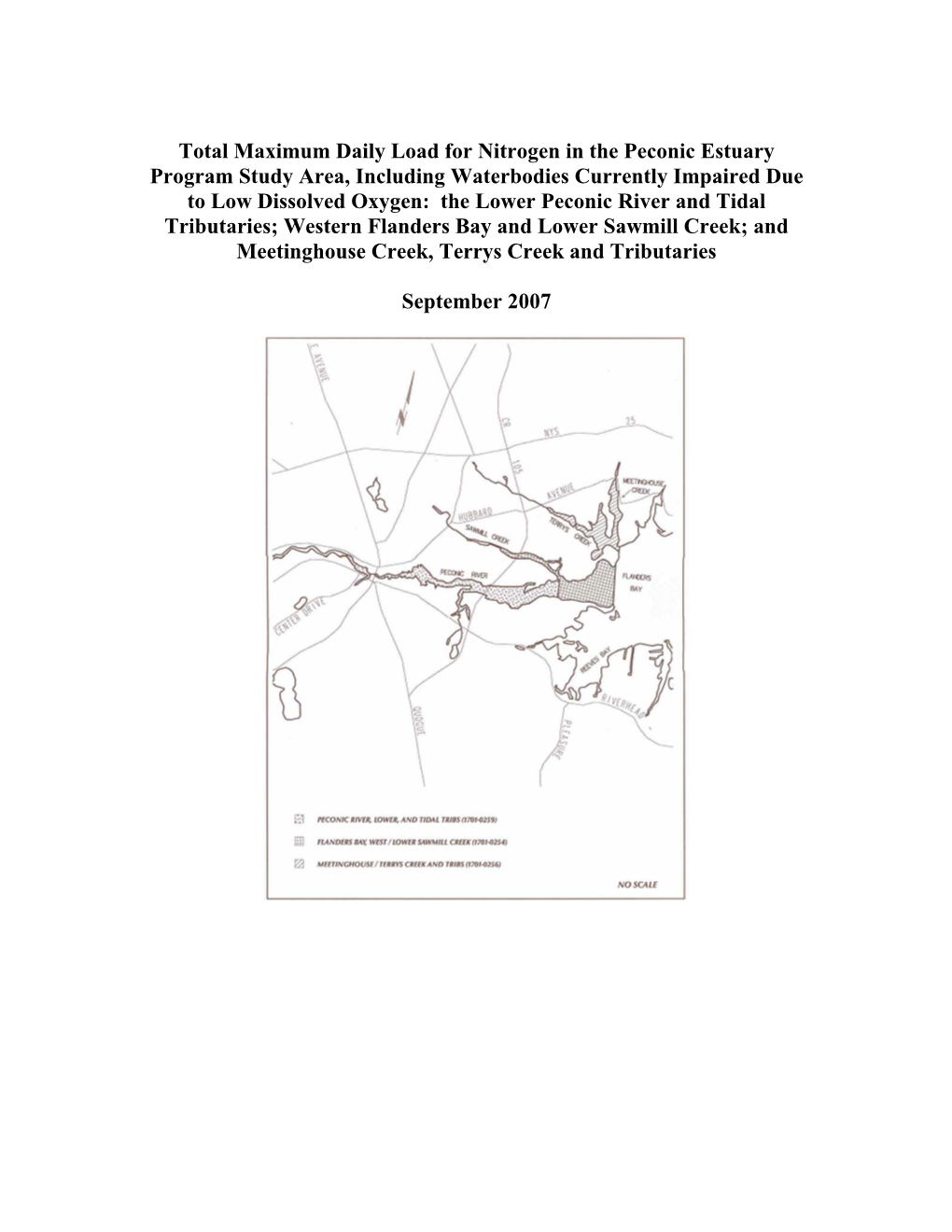 (TMDL) for Nitrogen in the Peconic Estuary Study Area