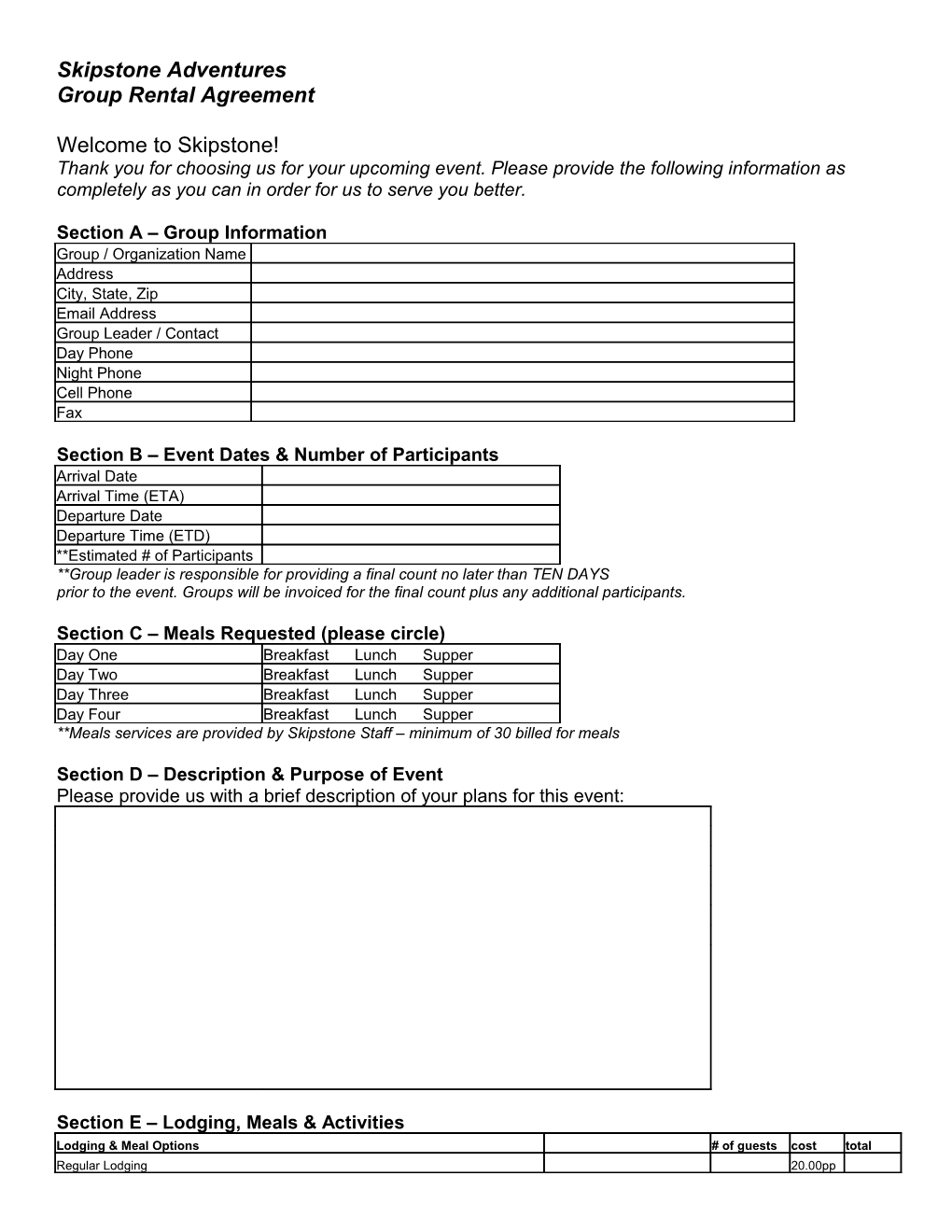 Section E Policies & Contract