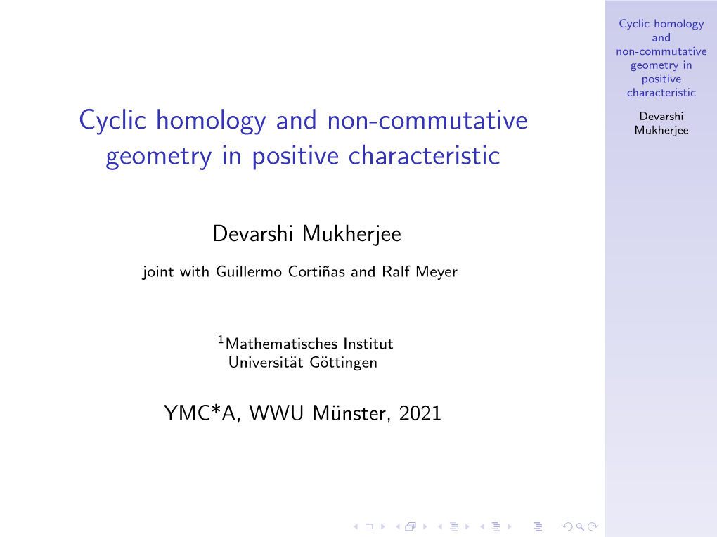 Cyclic Homology and Non-Commutative Geometry in Positive Characteristic