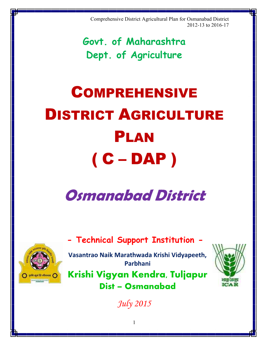 Osmanabad District 2012-13 to 2016-17