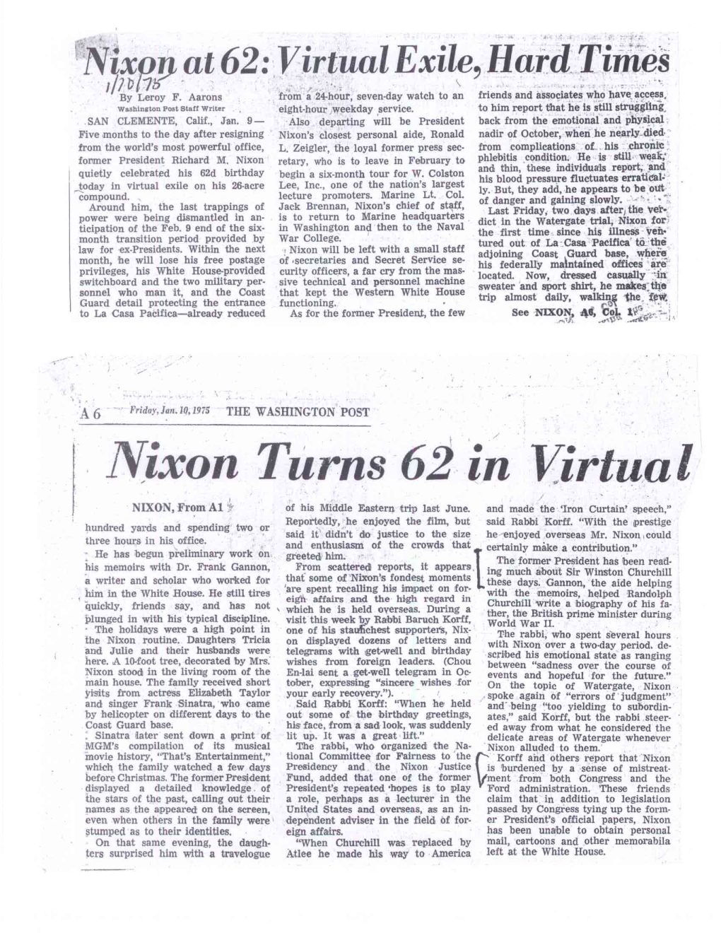 Nixon Turns 62 in Virtual