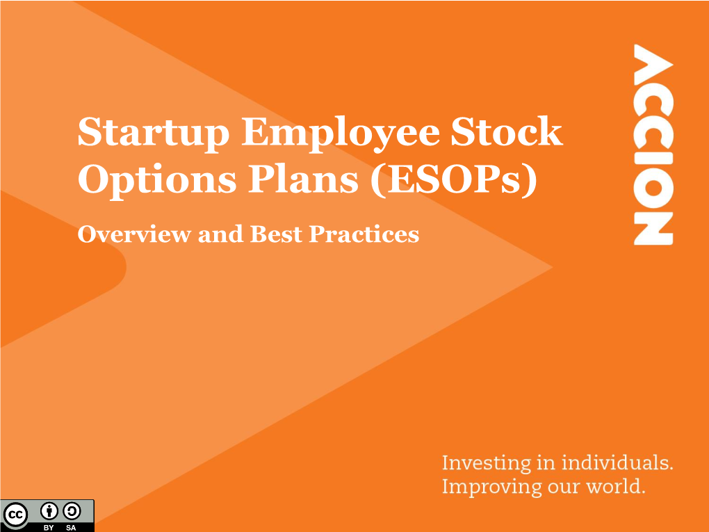 Startup Employee Stock Options Plans (Esops)